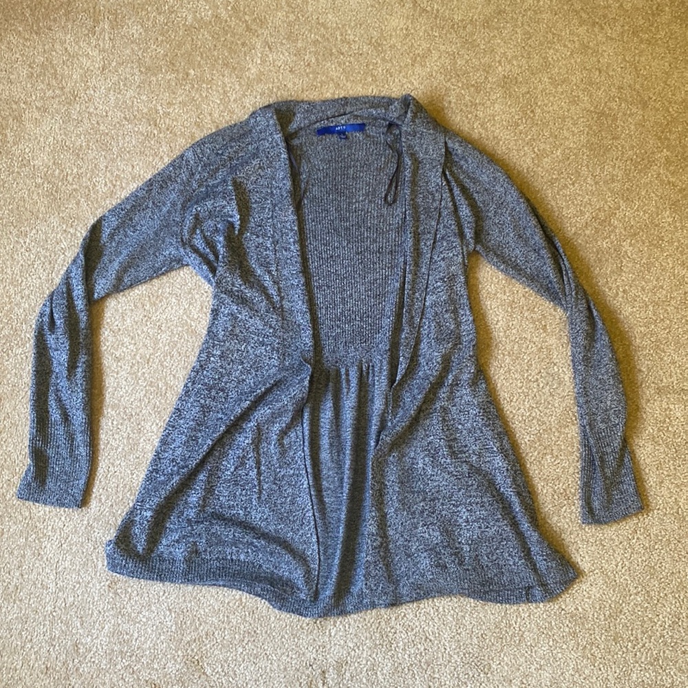 Apt 9 grey small sweater cardigan open front wrap